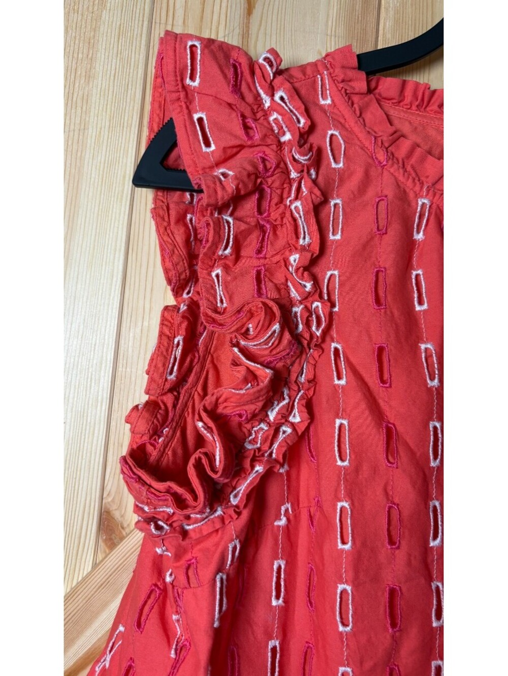 Crown & Ivy XL Coral Cotton Embroidered Sleeveless Peplum Top - Picture 3 of 8